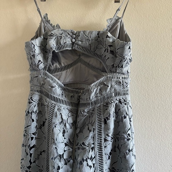 Bardot Dusty Blue Botanical Lace Midi Dress size Small - Picture 9 of 14